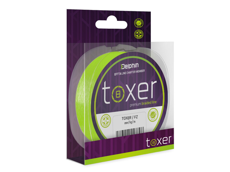 Pletená šňůra Delphin TOXER 8 fluo zelená 0,14 mm 6,3 kg 150 m
