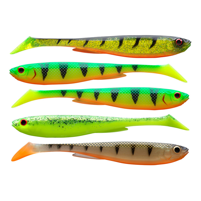 SADA GUMOVÝCH NÁSTRAH DAIWA PROREX SLIM SHADY FLASH SET  7,5 CM / 5 KS