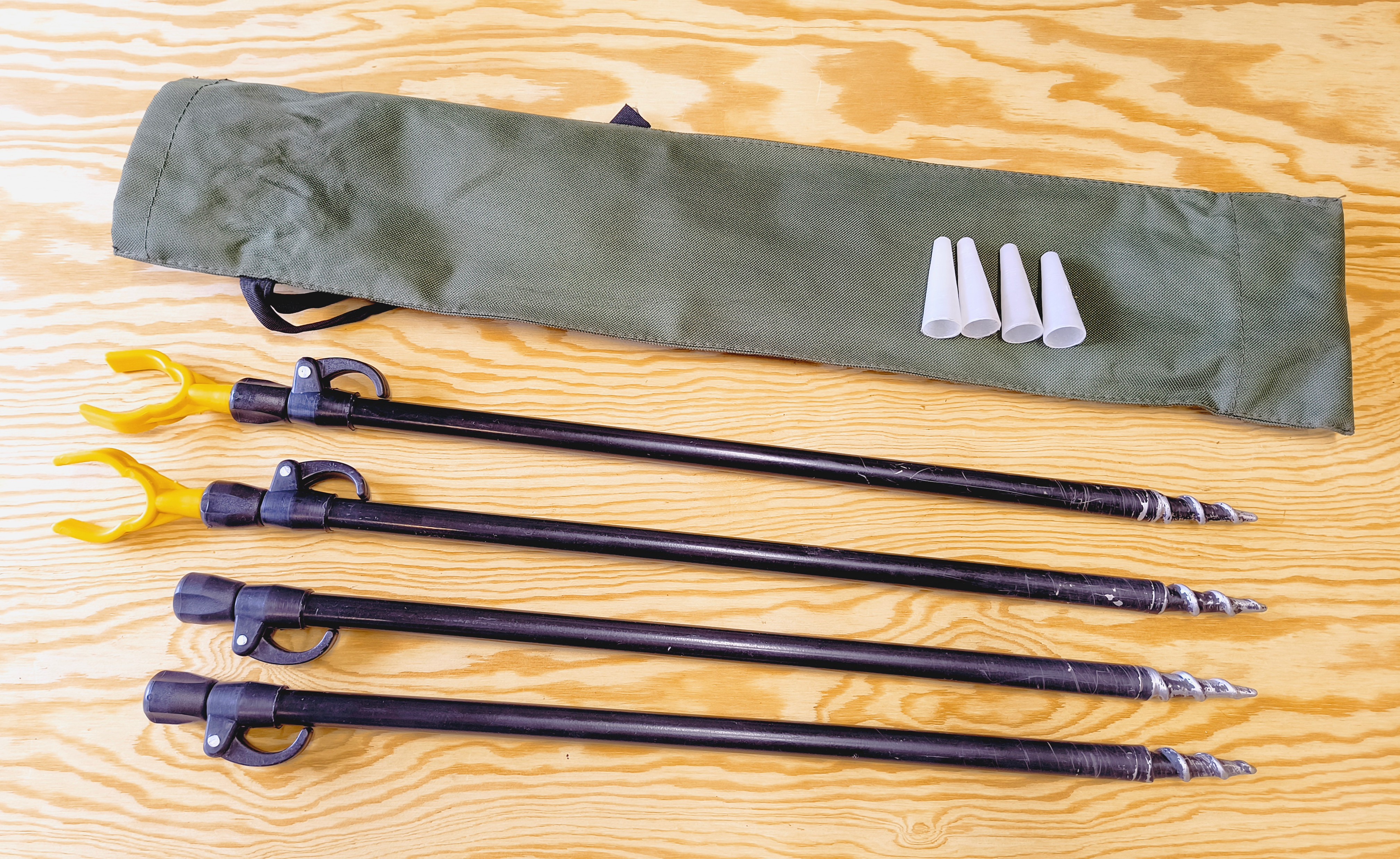 4 ZAVRTÁVACÍ VIDLIČKY + OBAL A ROHATINKY - DÉLKA 51-88 CM