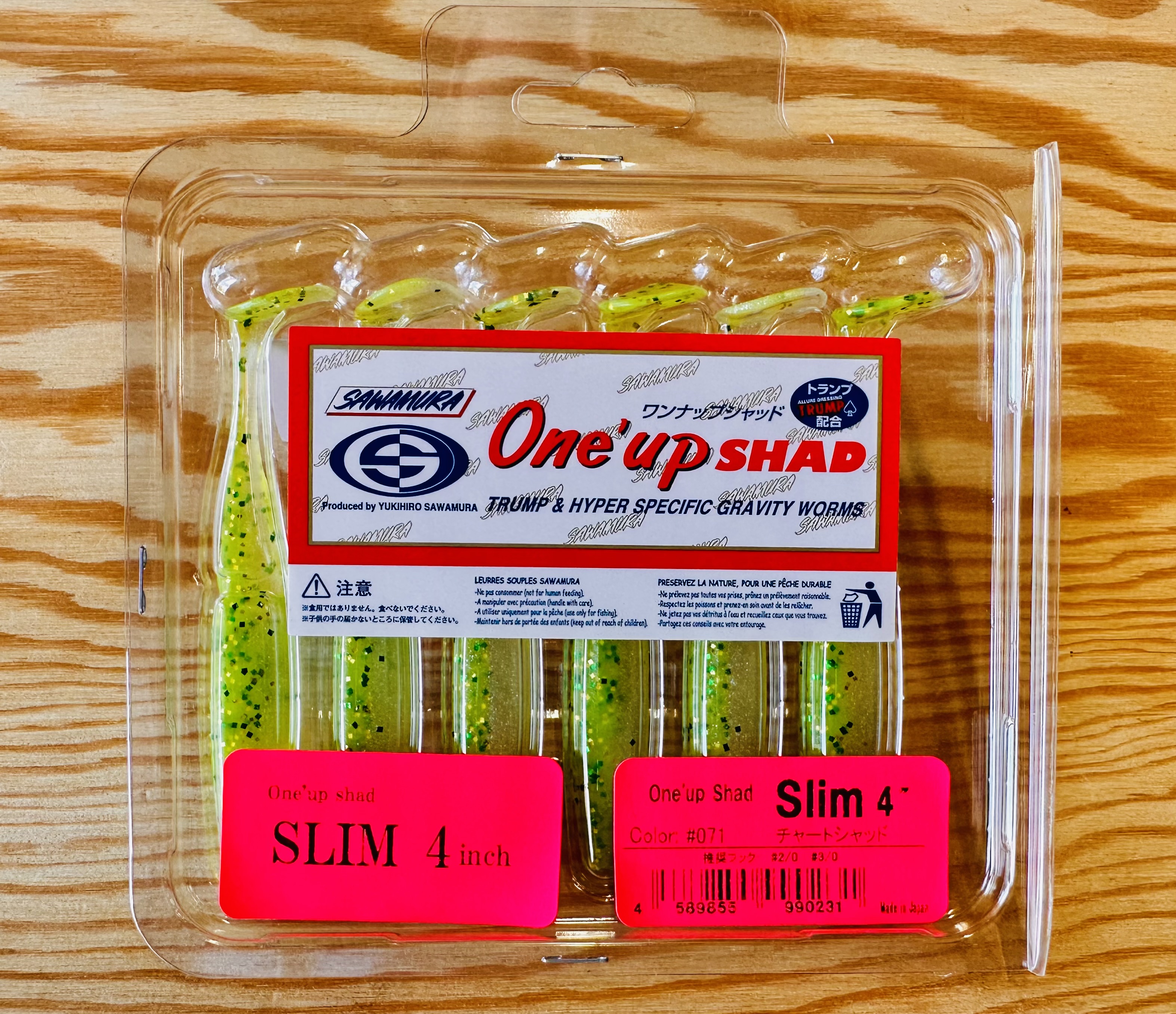 Gumové nástrahy Sawamura One Up Shad Slim 4" 8,4cm / (6ks) / #071 Yellow Chart
