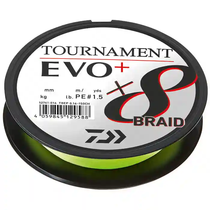 DAIWA splétaná šňůra TOURNAMENT X8 EVO+ 0,12 mm / 135 m / CHARTREUSE  