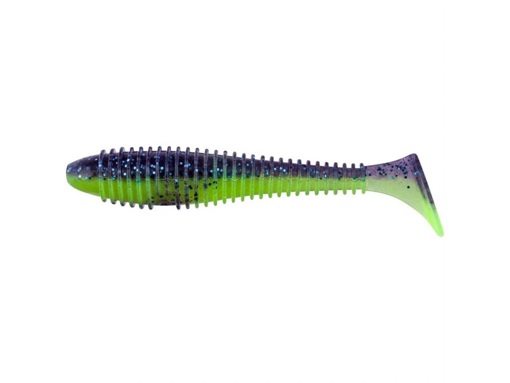 Keitech: Gumová nástraha Swing Impact FAT 3,8" 9,6cm 8,5g Violet Lime Berry 6ks